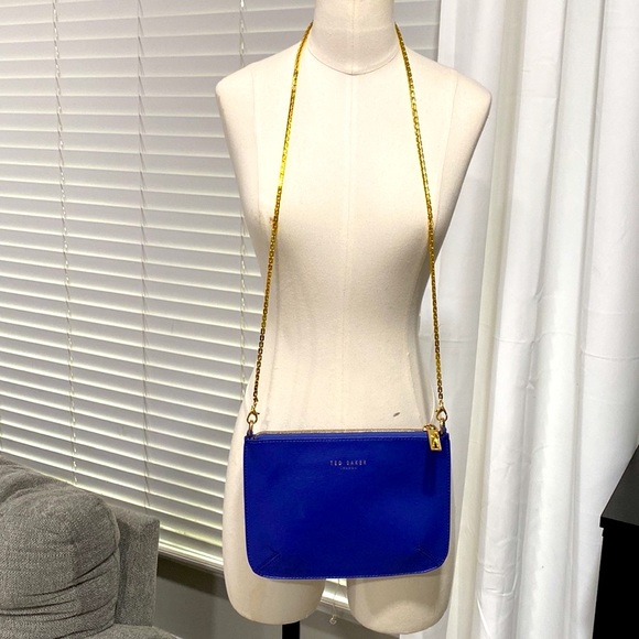 Ted Baker London Handbags - TED BAKER 100% Leather Royal Blue Purse Clutch Gold Chain